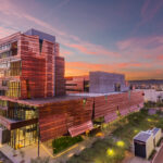 The University of Arizona College of Medicine Biomedical Sciences Partnership Building in Downtown Phoenix at sunset.