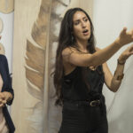 Lexie Bower and Shirin Doroudgar discussing their Artist + Researcher Exhibition work